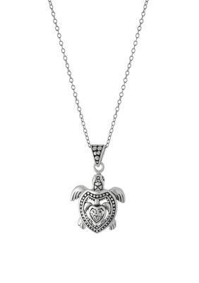 Belk Silverworks Sterling Silver 18in. Oxidized Double Turtle Pendant Necklace