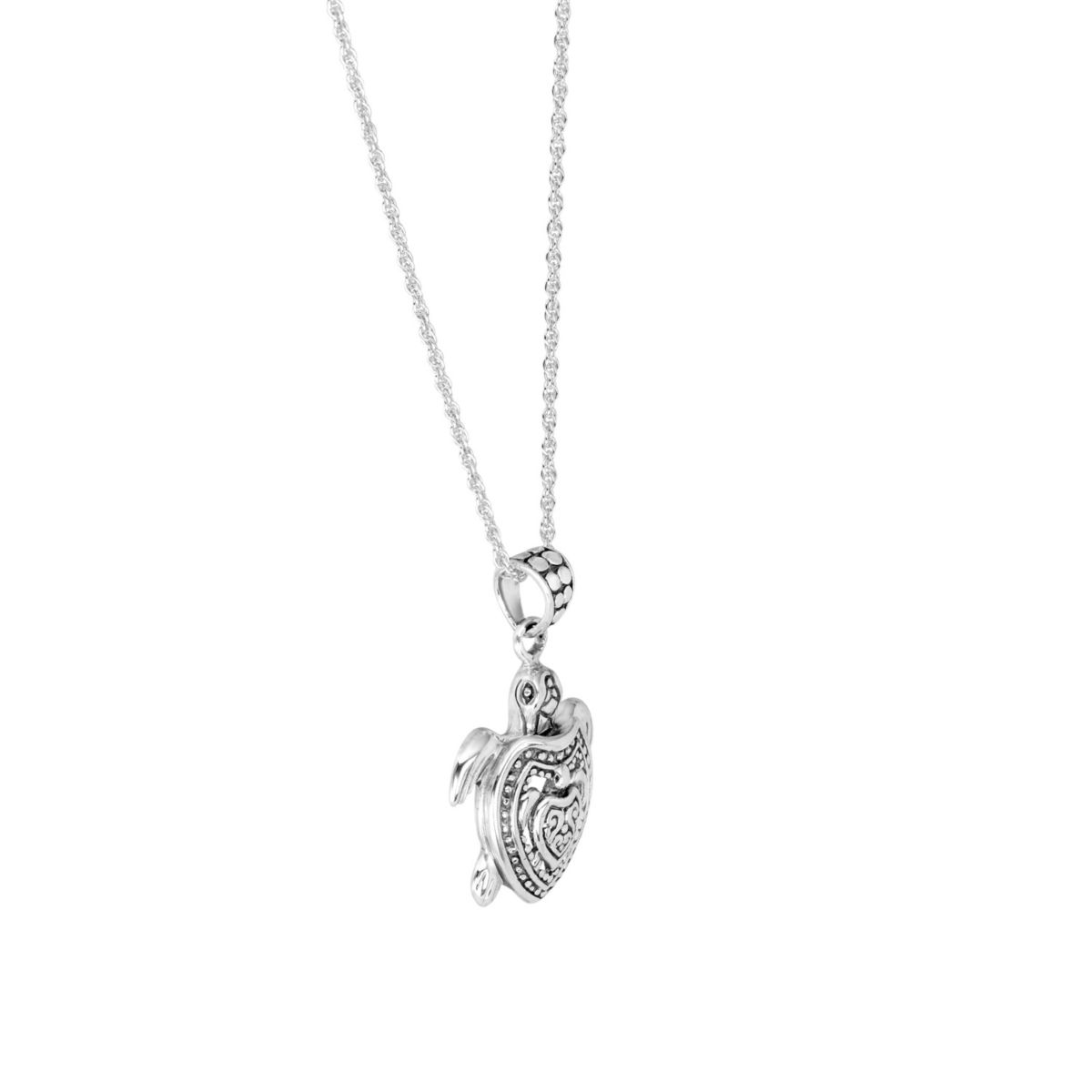 Sterling Silver 18in. Oxidized Double Turtle Pendant Necklace