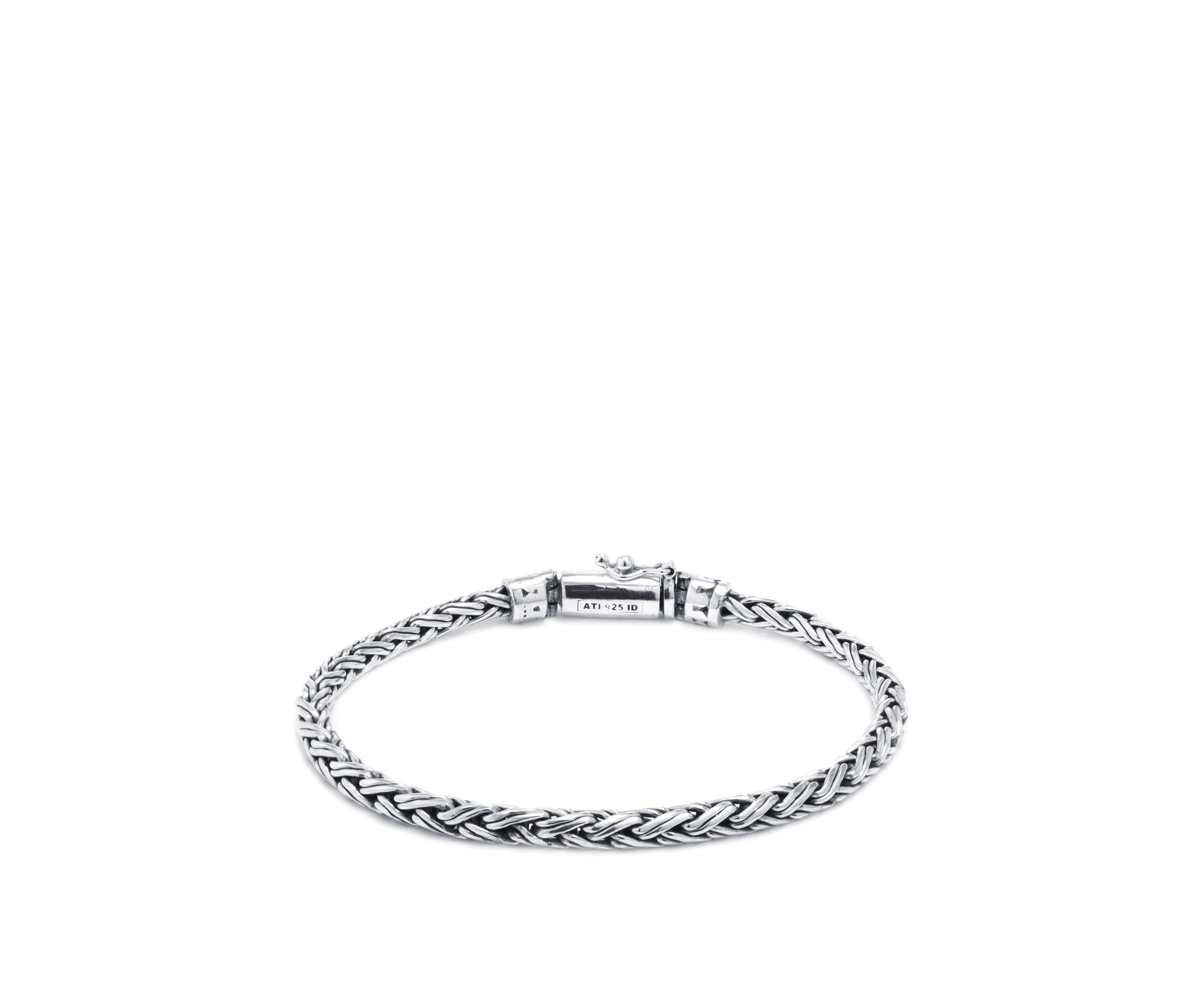 Sterling Silver 7.5in. Oxidized Bali Woven Bracelet