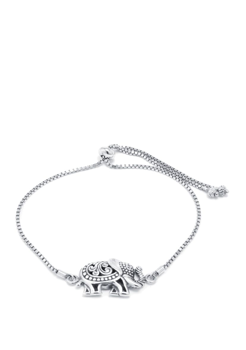 Sterling Silver Bali Inspired Adjustable Elephant Bracelet