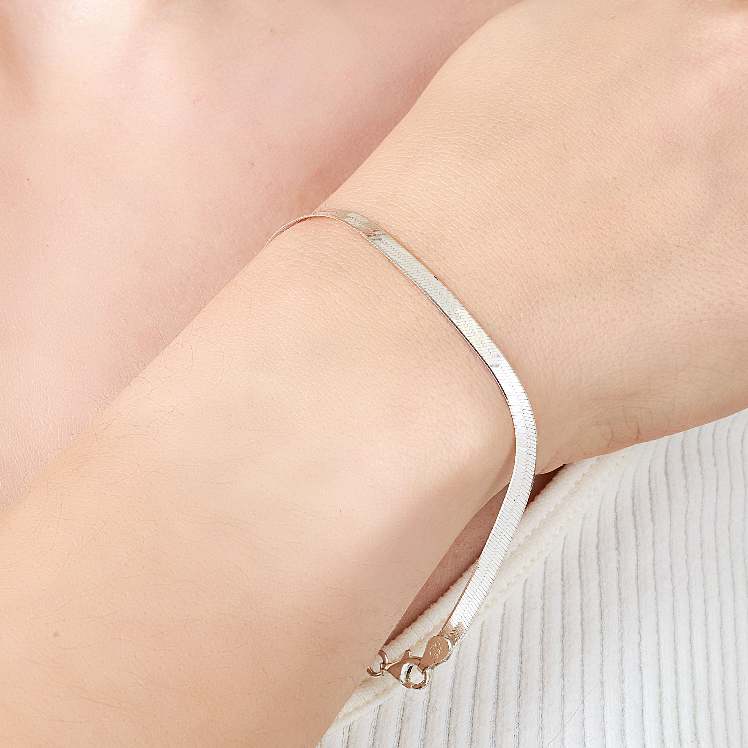 Sterling Silver 7.5IN 040 Magic Herringbone Chain Bracelet