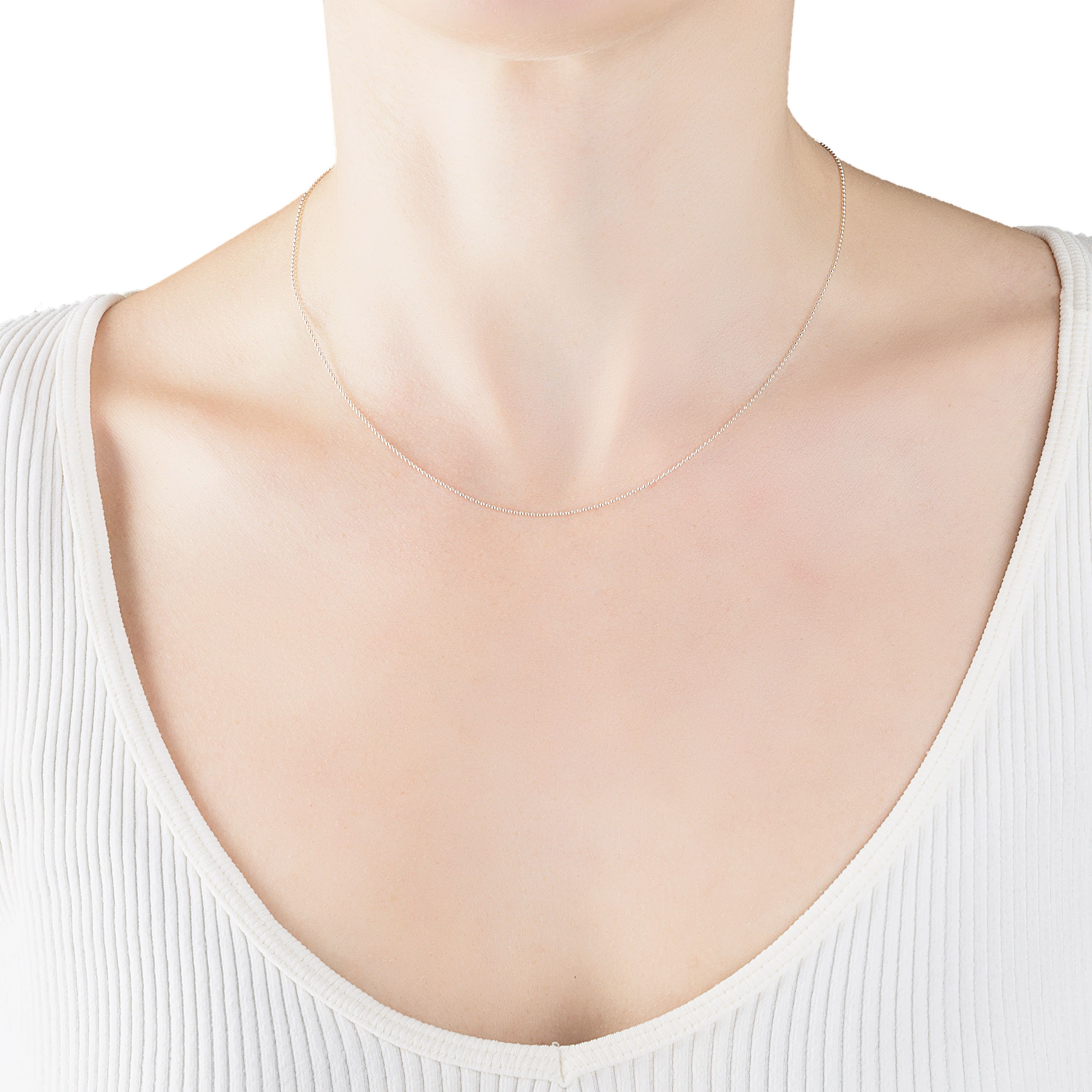 Sterling Silver 16IN Shot Bead Chain Necklace