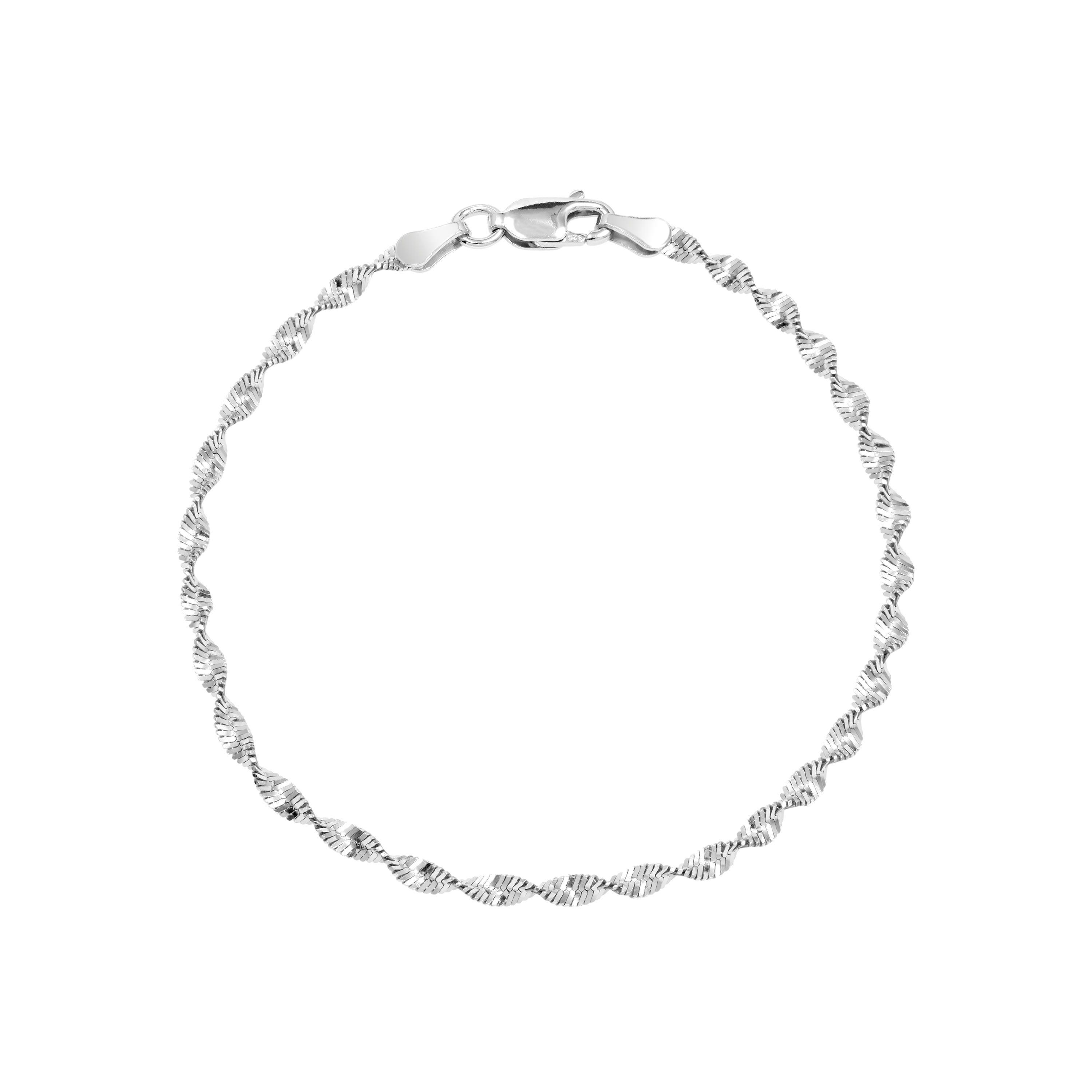 Sterling Silver 7IN Twisted Magic Chain Bracelet