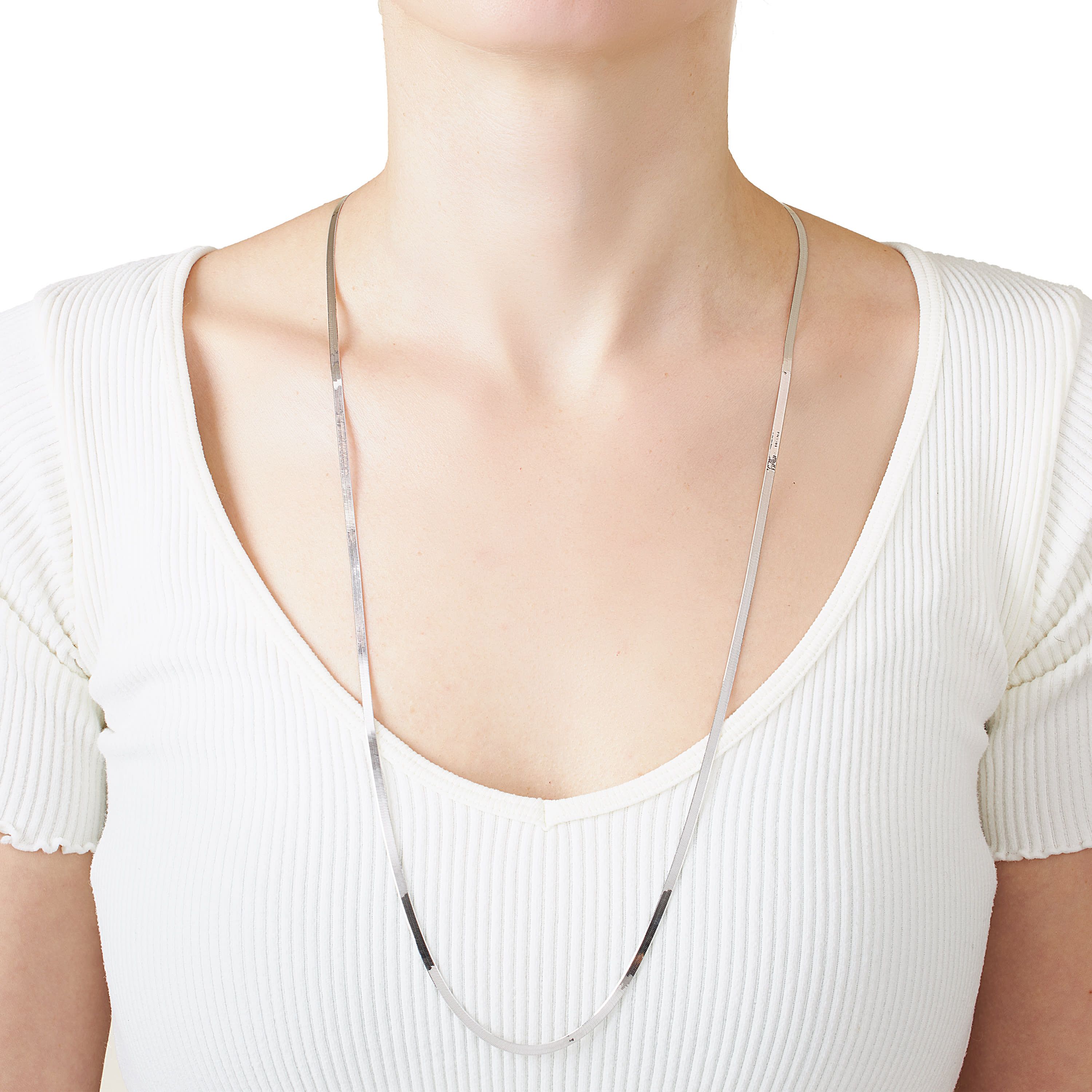 Sterling Silver Herringbone Chain Necklace, 16IN., 18IN., 20IN. Or 24IN.