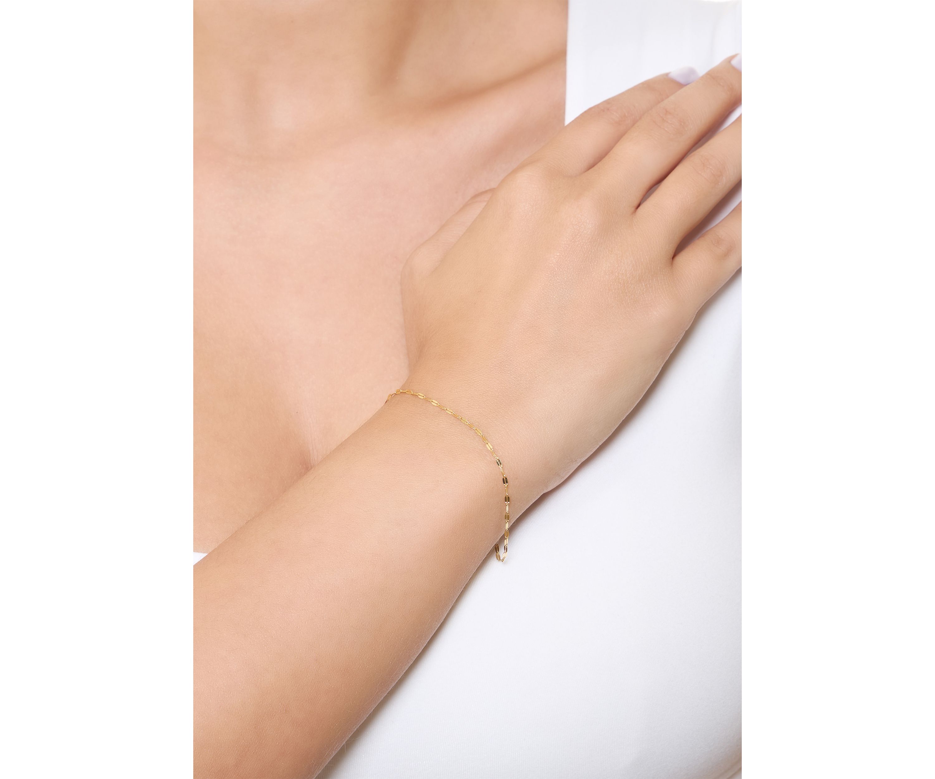 Gold Over Sterling Silver Mirror Chain Bracelet