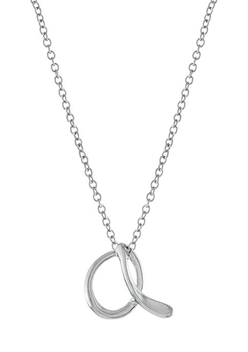 Fine Silver Plated 18 Inch Initial A Pendant Necklace