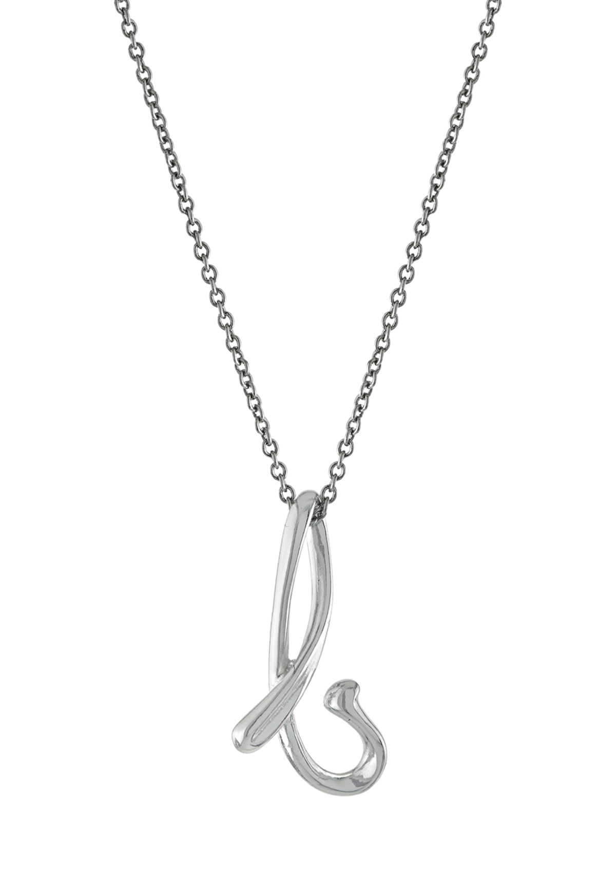 Fine Silver Plated 18 Inch Initial Pendant Necklace