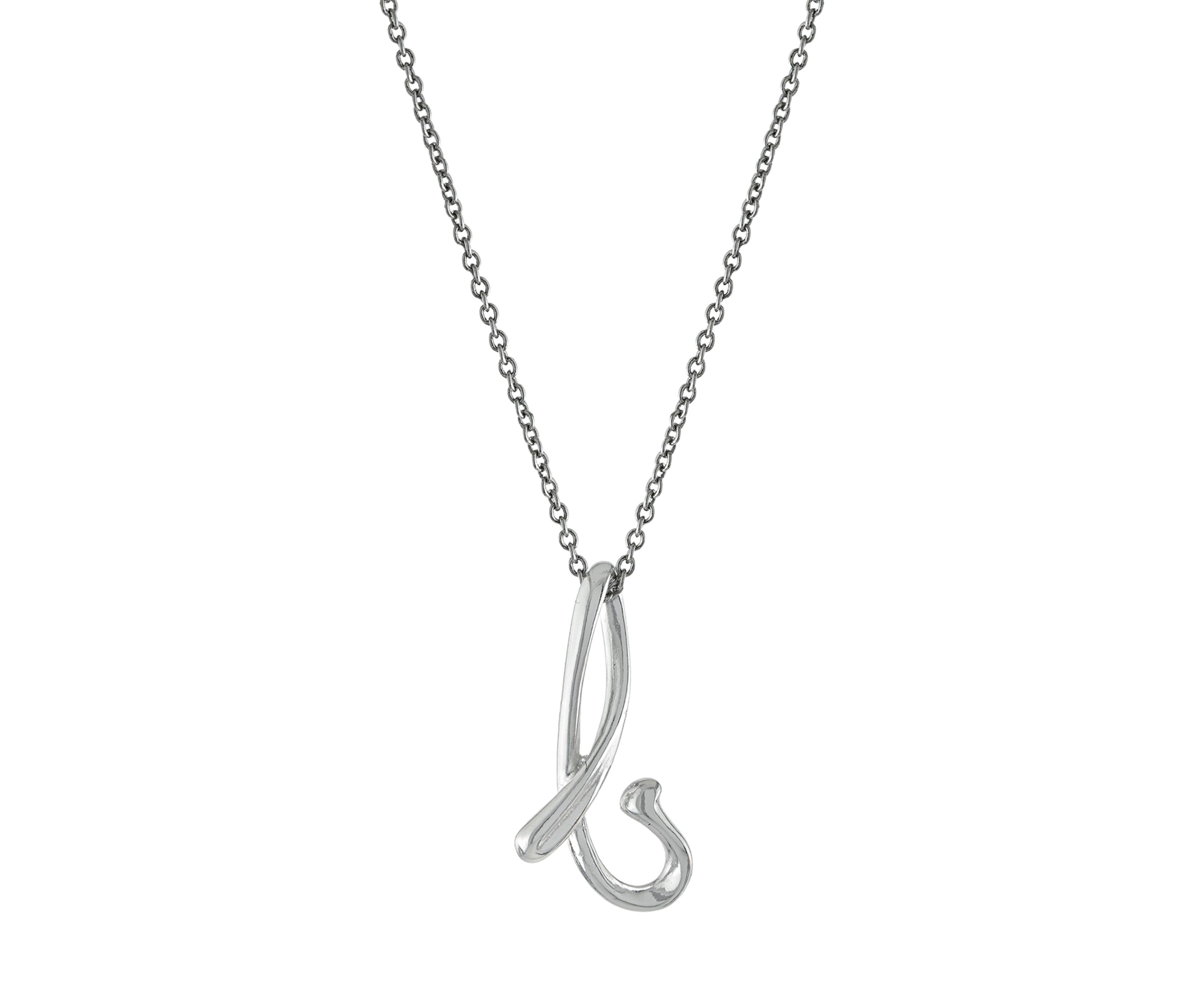Fine Silver Plated 18 Inch Initial Pendant Necklace