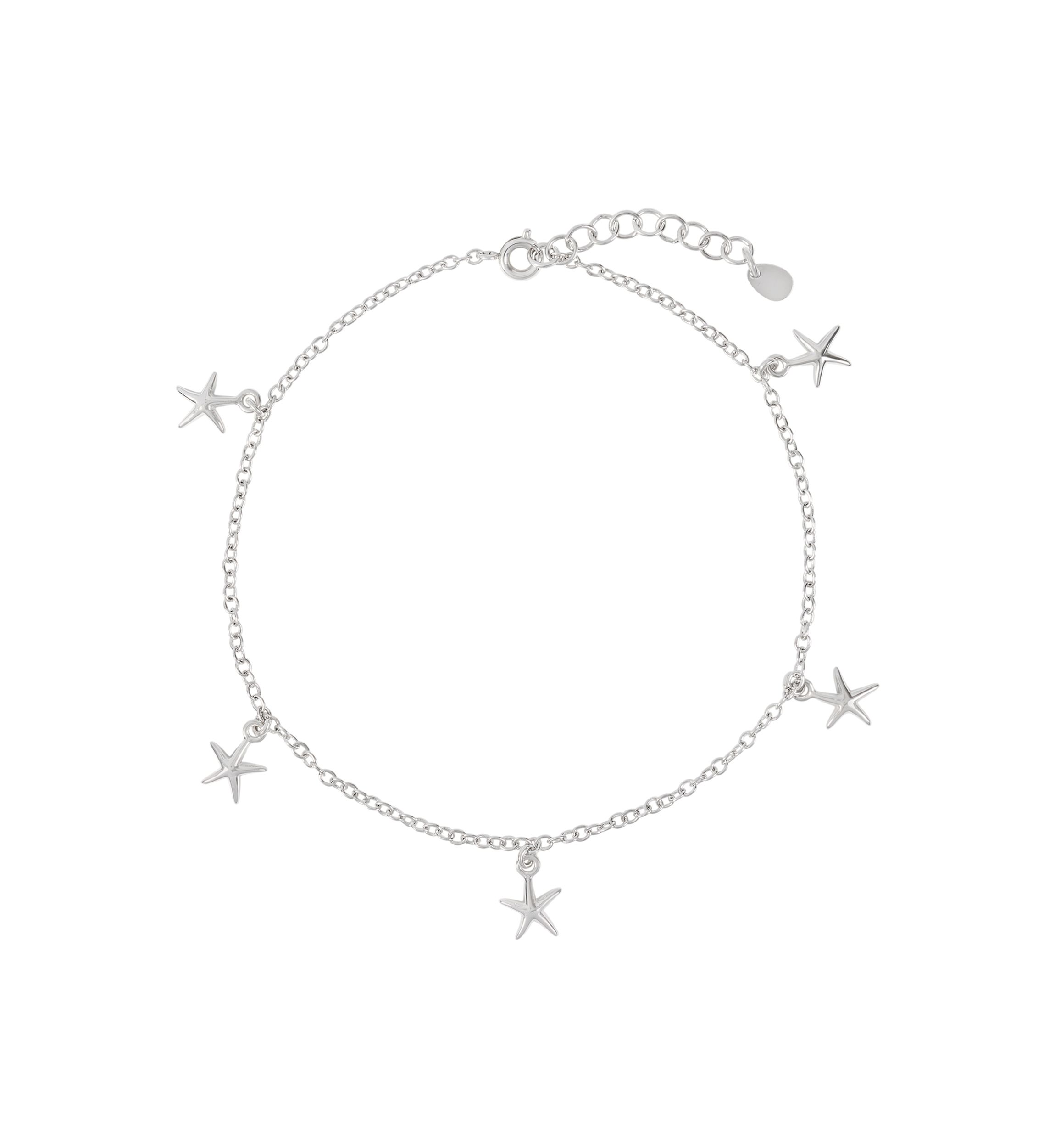 Silver Plated Starfish Charm Anklet