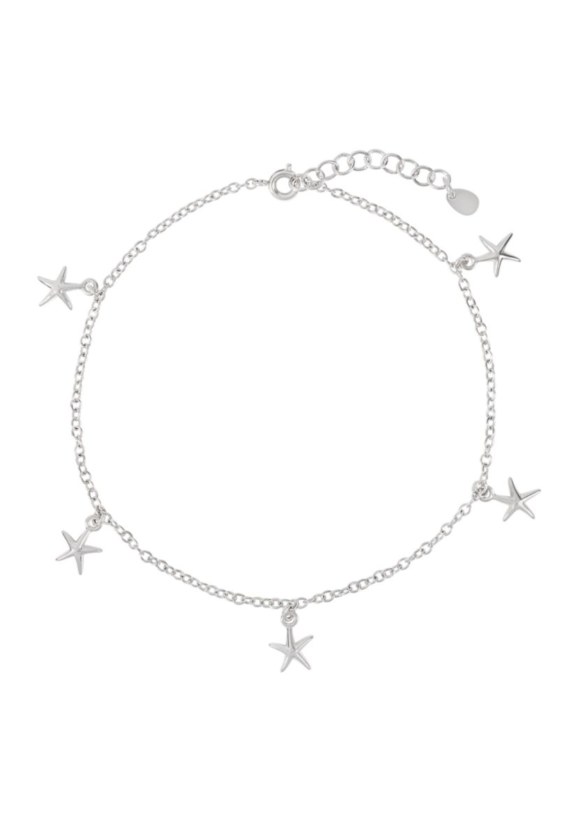 Silver Plated Starfish Charm Anklet