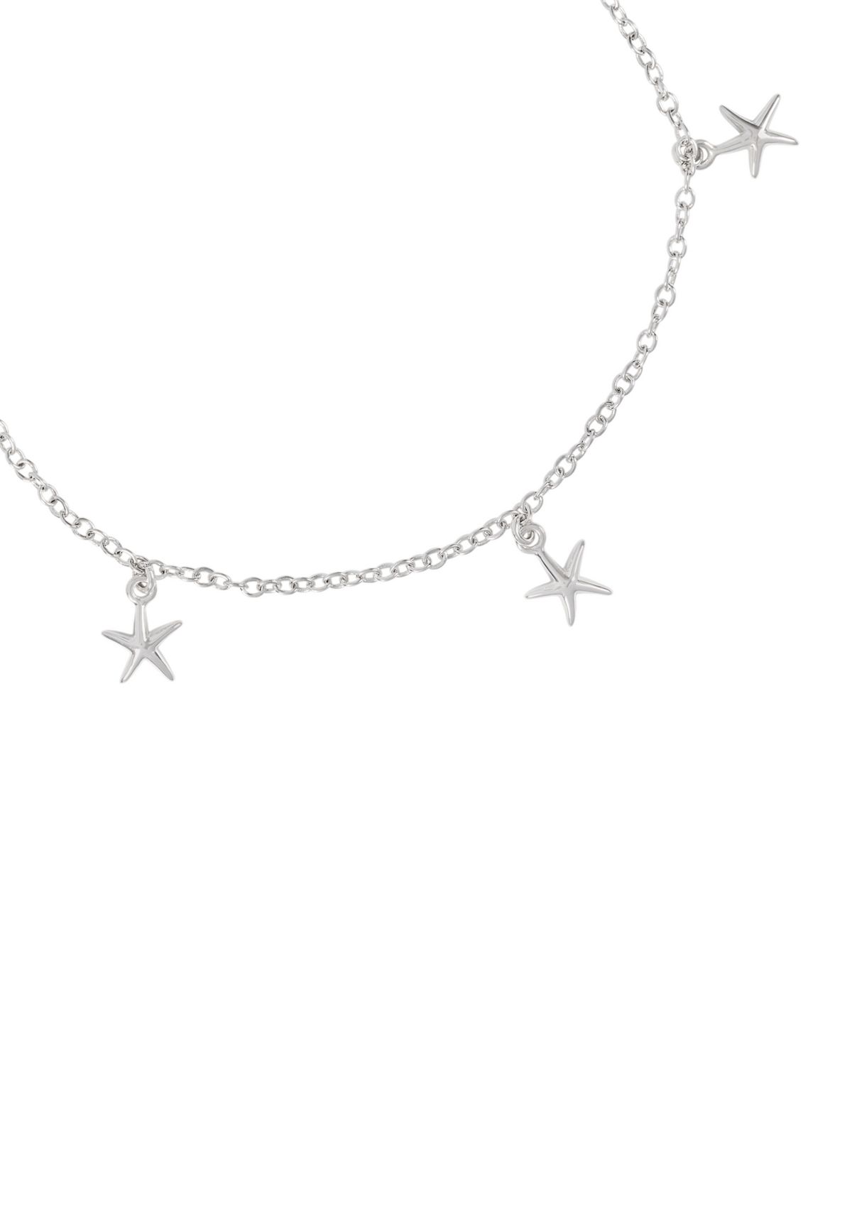 Silver Plated Starfish Charm Anklet