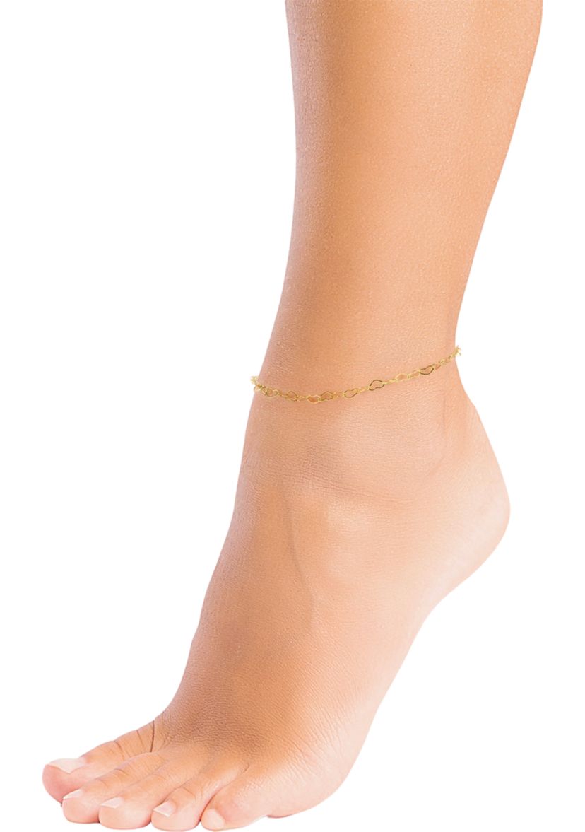 Gold Plated Heart Linked Anklet