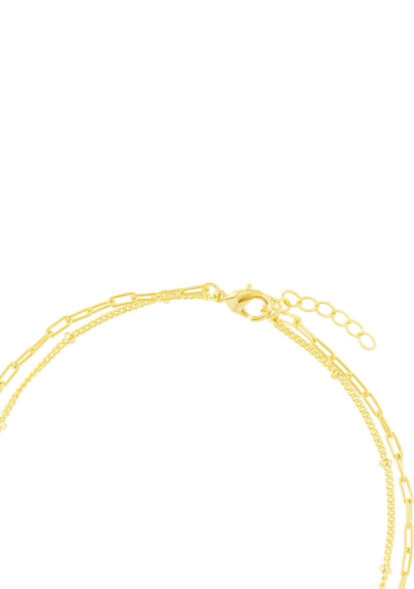 Gold Plated Multi Star Double Chain Anklet