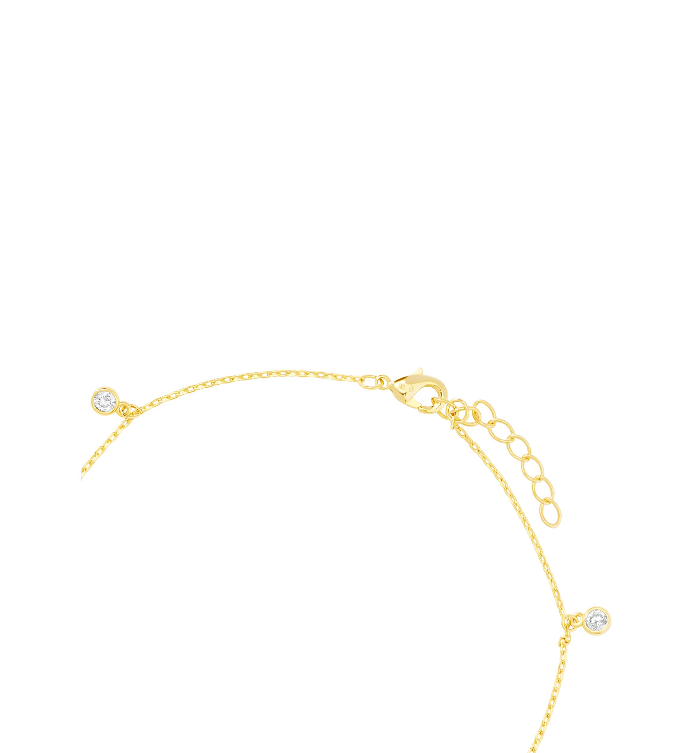 Gold Plated Cubic Zirconia Flower and Evil Eye Anklet