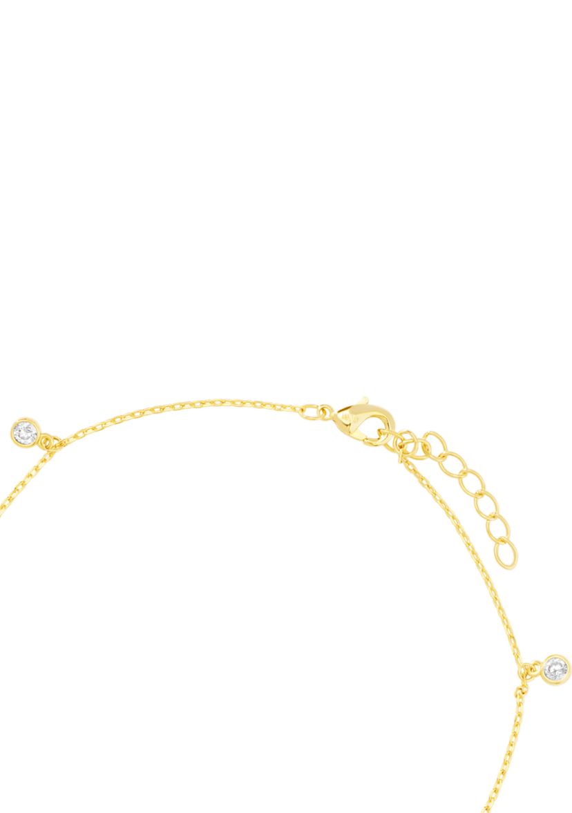 Gold Plated Cubic Zirconia Flower and Evil Eye Anklet