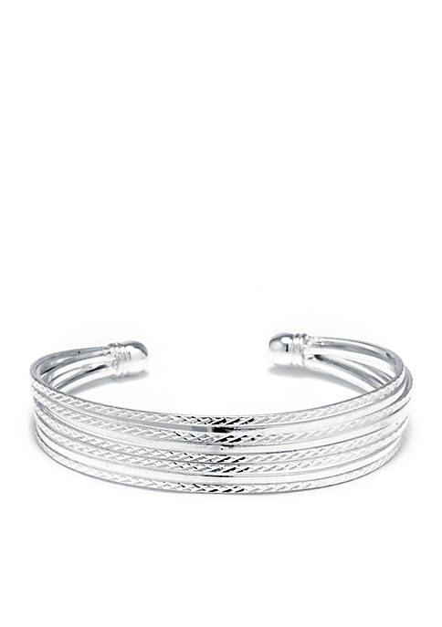 Belk Silverworks Fine Silver Plated Textured Cuff Bracelet