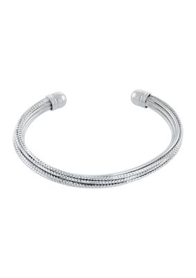 Belk Silverworks Silver Plated 6" Diamond Cut Twisted Cuff