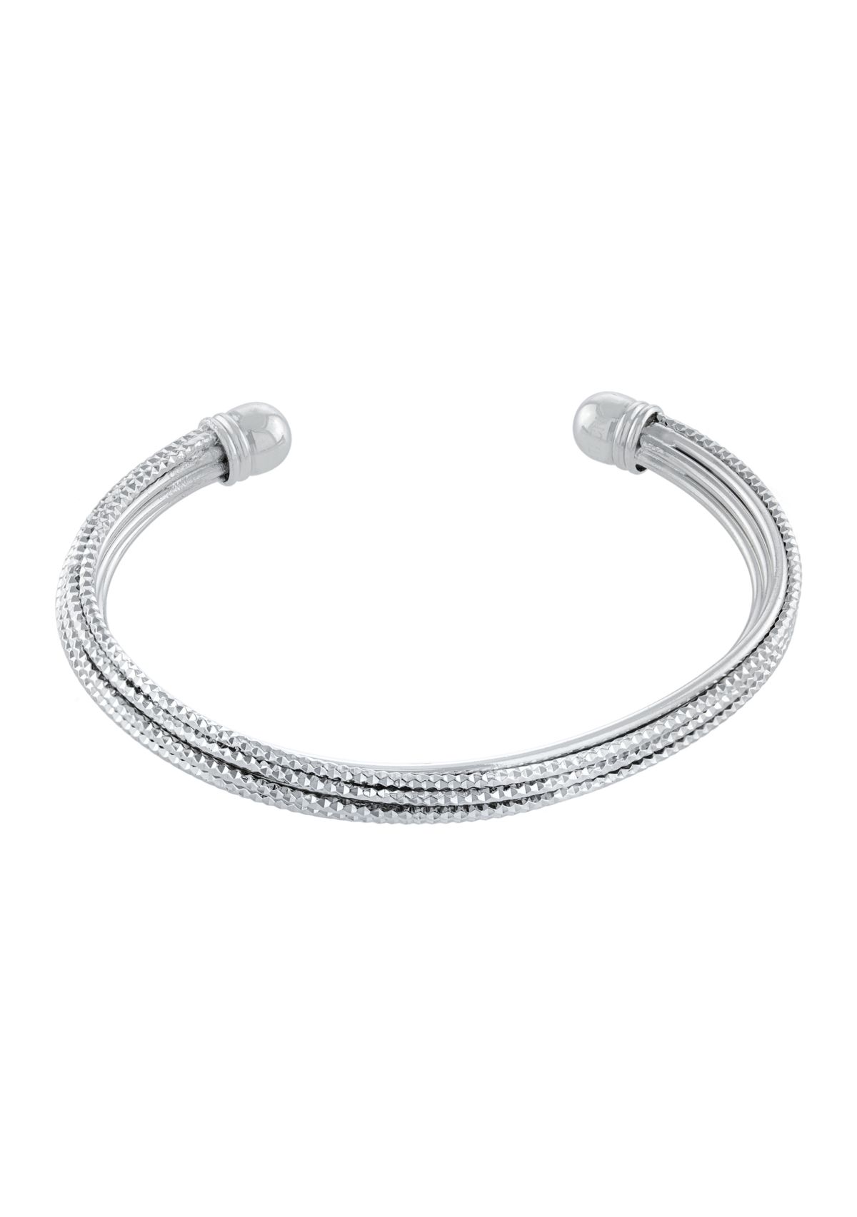Silver Plated 6" Diamond Cut Twisted Cuff