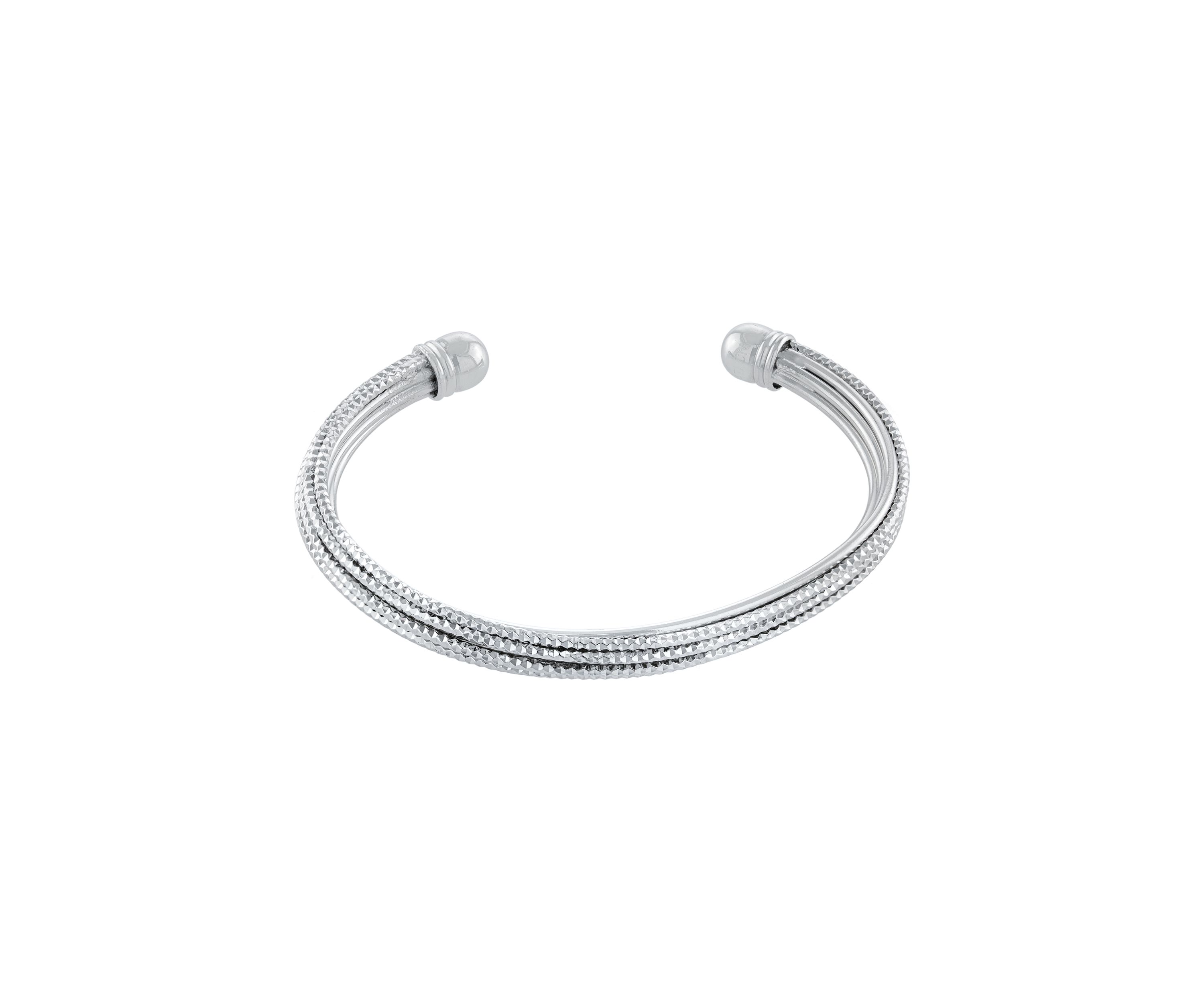 Silver Plated 6" Diamond Cut Twisted Cuff