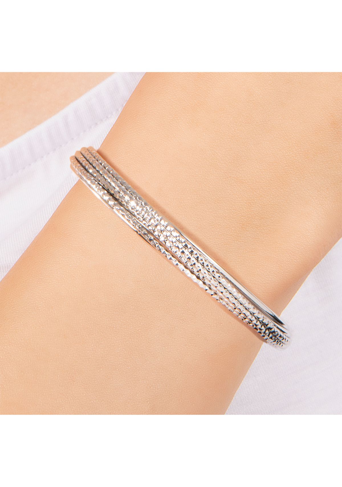 Silver Plated 6" Diamond Cut Twisted Cuff