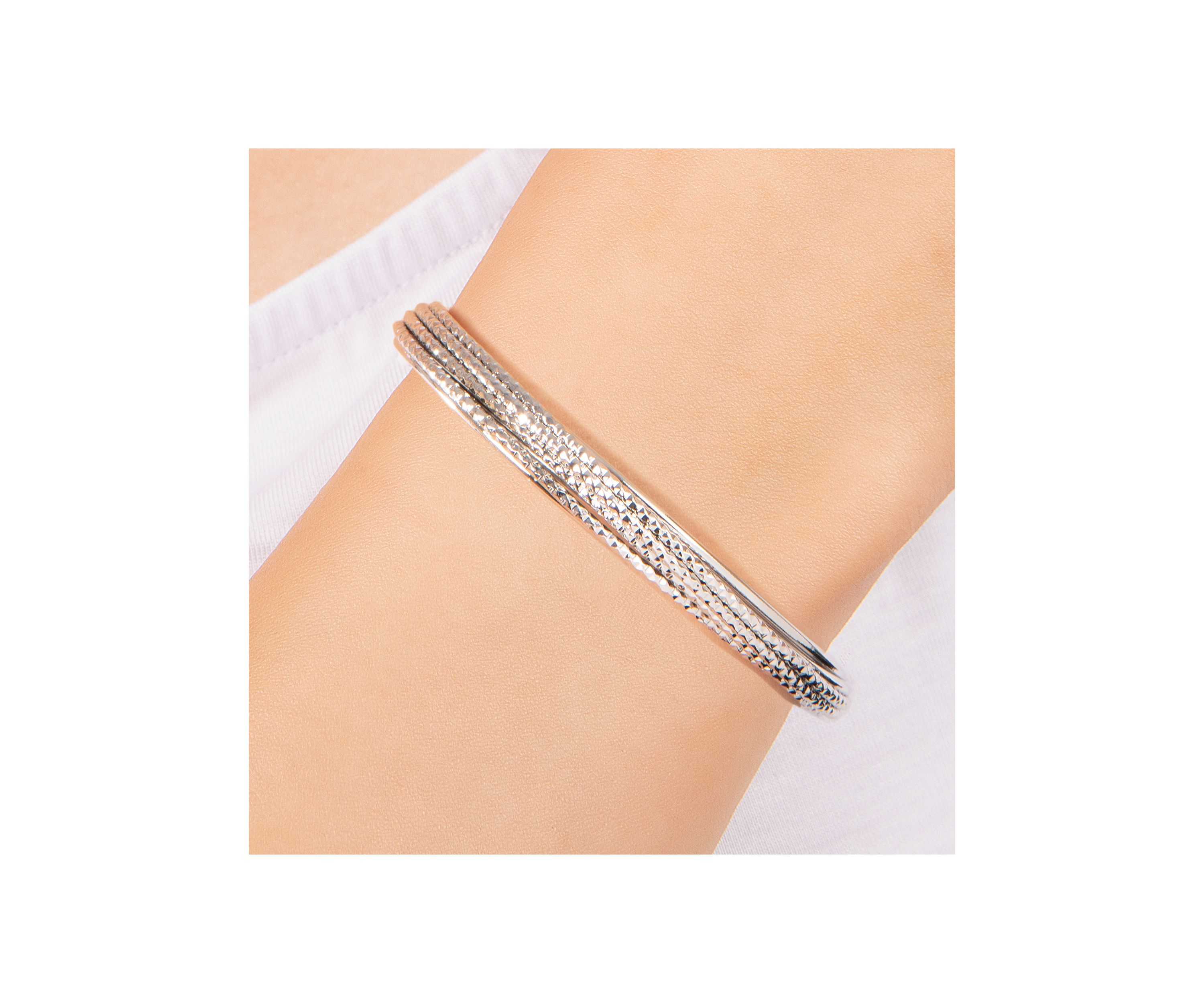 Silver Plated 6" Diamond Cut Twisted Cuff