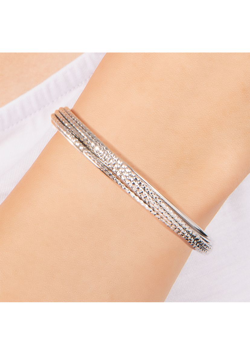 Silver Plated 6" Diamond Cut Twisted Cuff
