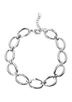 Silver Plated Open Oval Link Bracelet