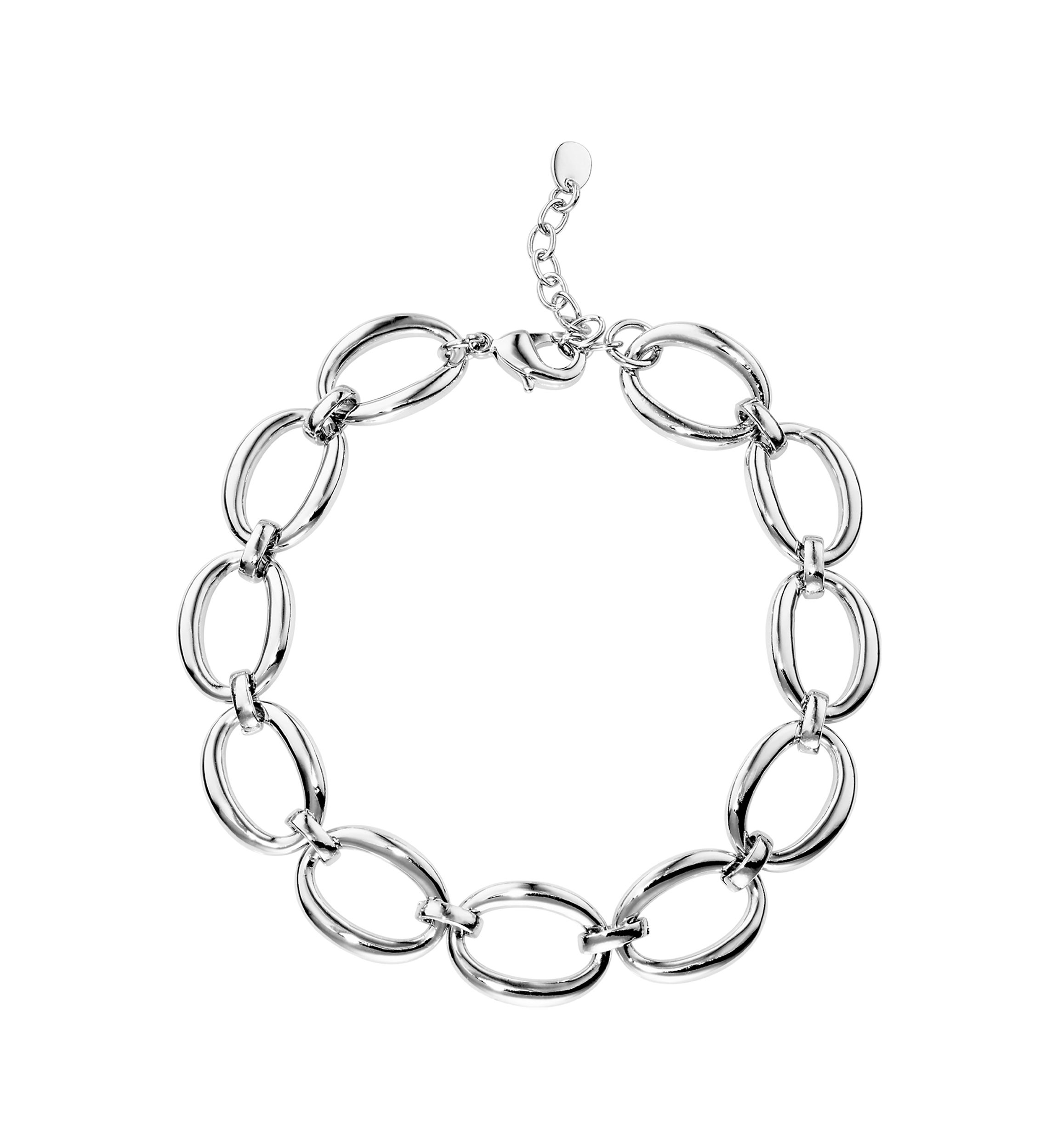 Silver Plated Open Oval Link Bracelet