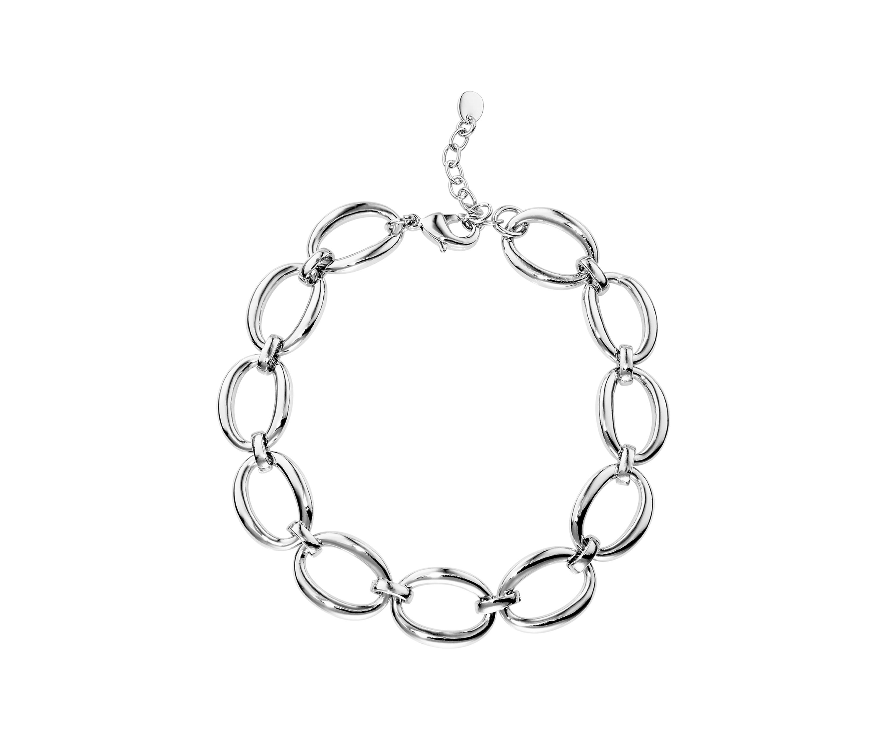 Silver Plated Open Oval Link Bracelet