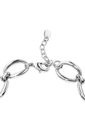 Silver Plated Open Oval Link Bracelet