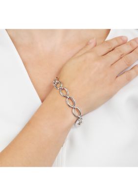 Silver Plated Open Oval Link Bracelet