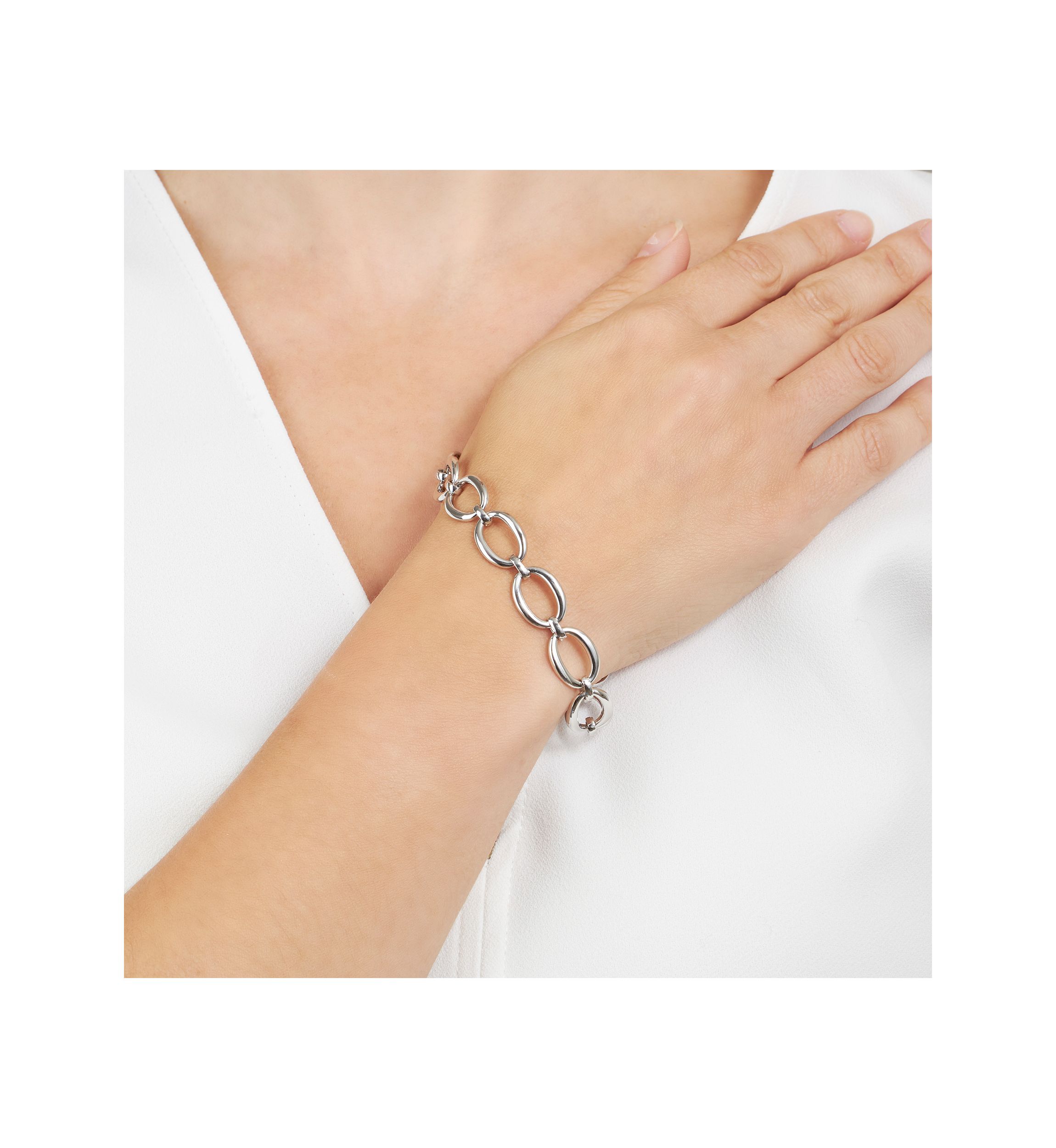 Silver Plated Open Oval Link Bracelet