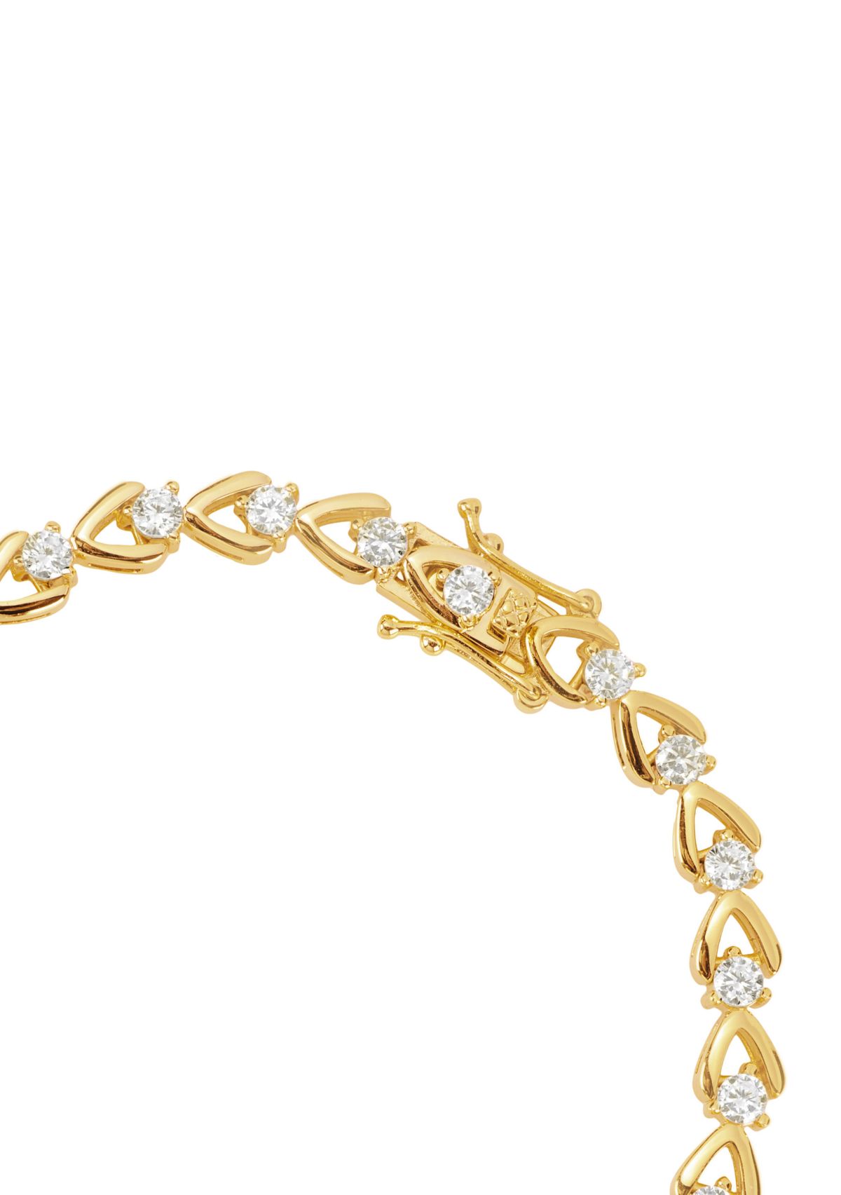 Gold Plated Cubic Zirconia Round Tennis Horseshoe Bracelet