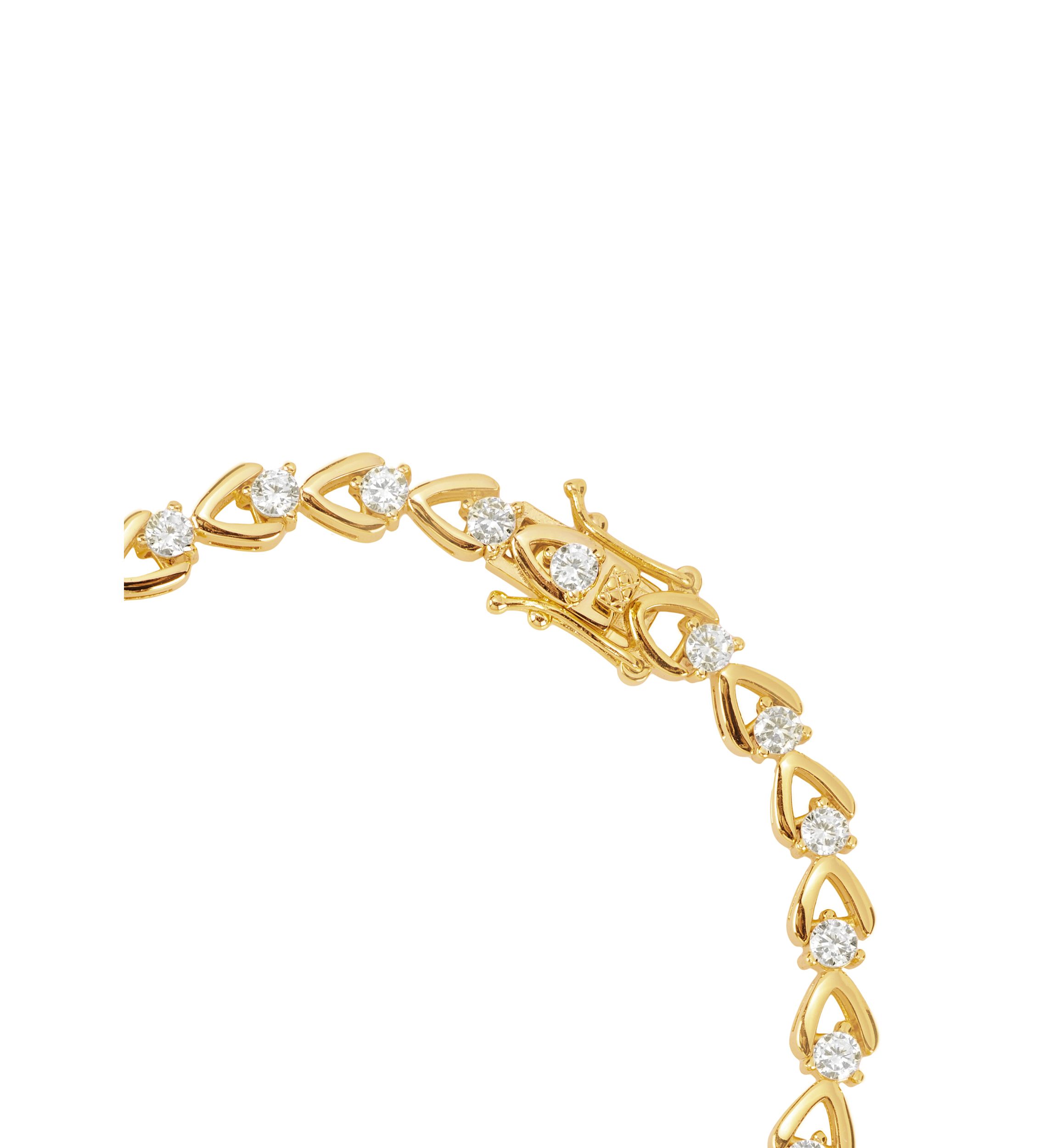 Gold Plated Cubic Zirconia Round Tennis Horseshoe Bracelet