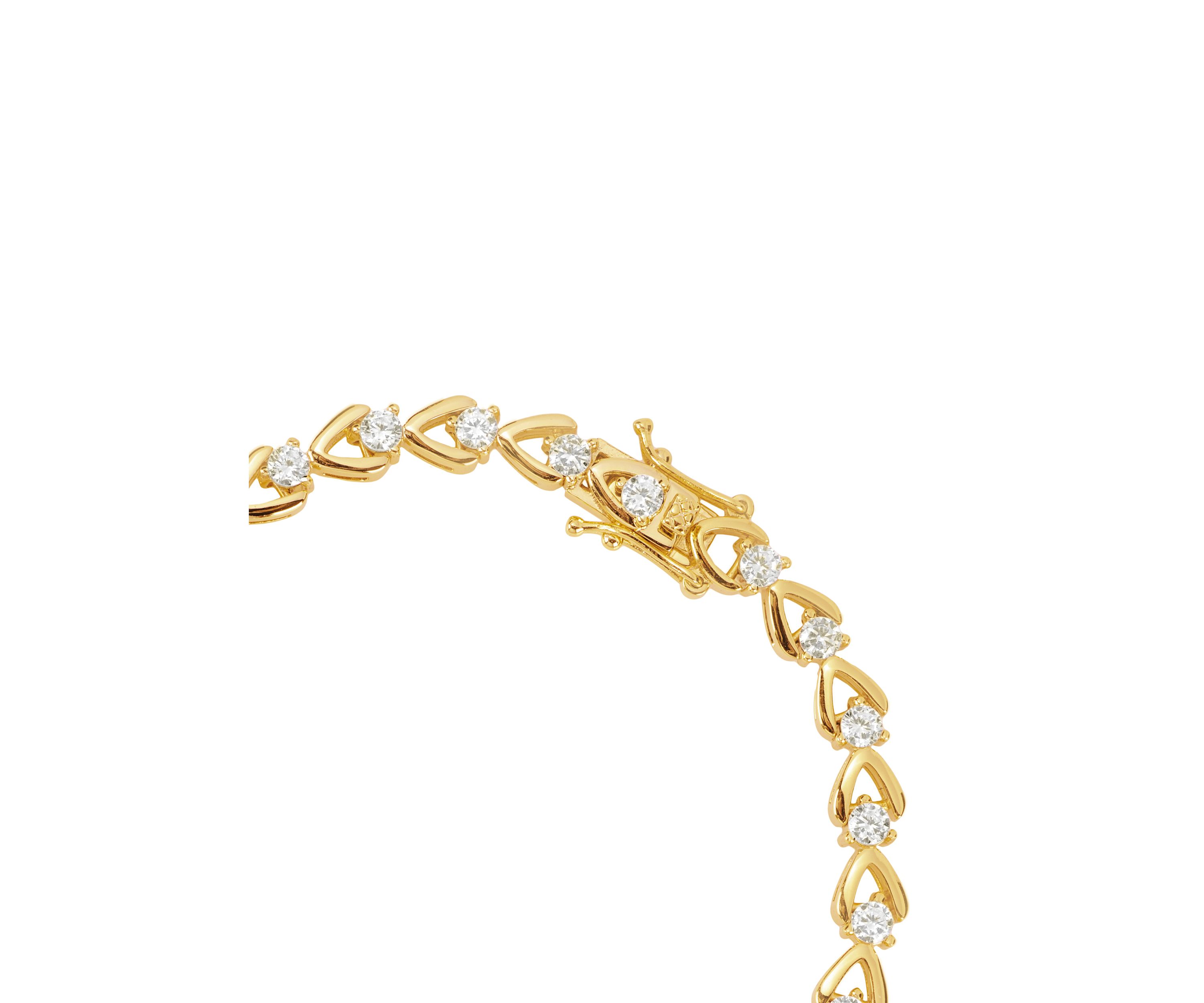 Gold Plated Cubic Zirconia Round Tennis Horseshoe Bracelet