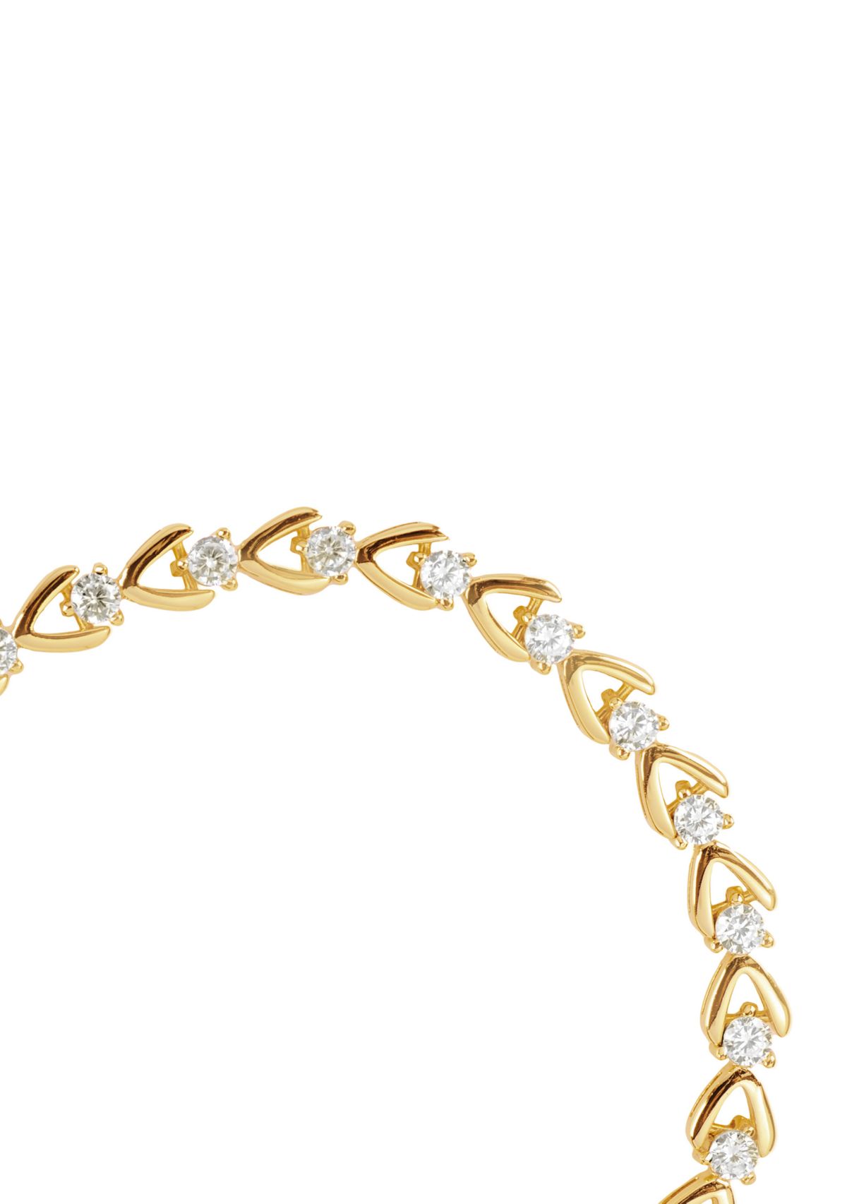Gold Plated Cubic Zirconia Round Tennis Horseshoe Bracelet