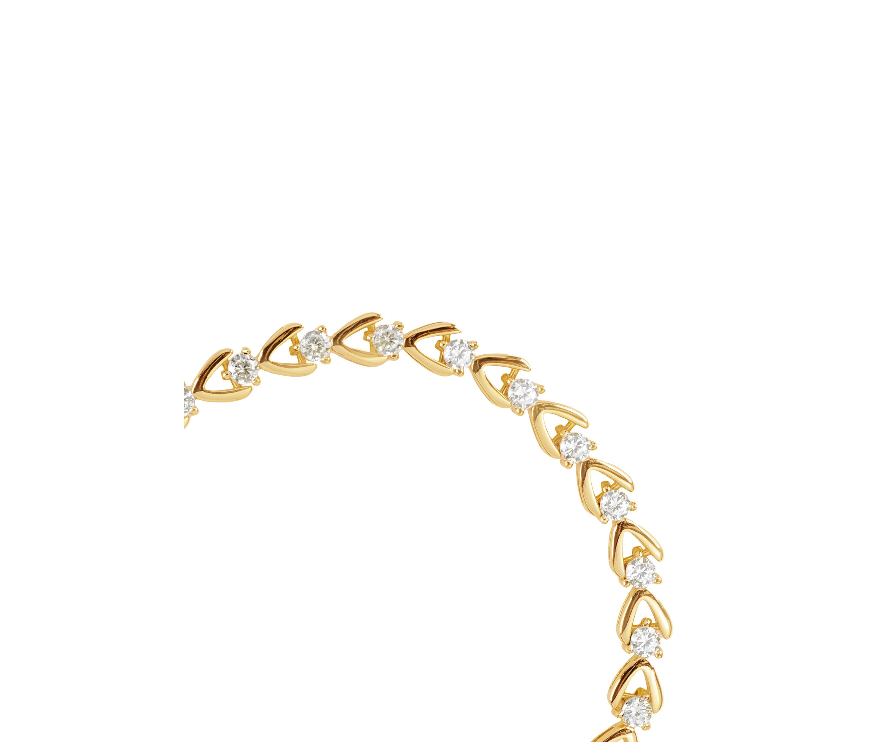 Gold Plated Cubic Zirconia Round Tennis Horseshoe Bracelet