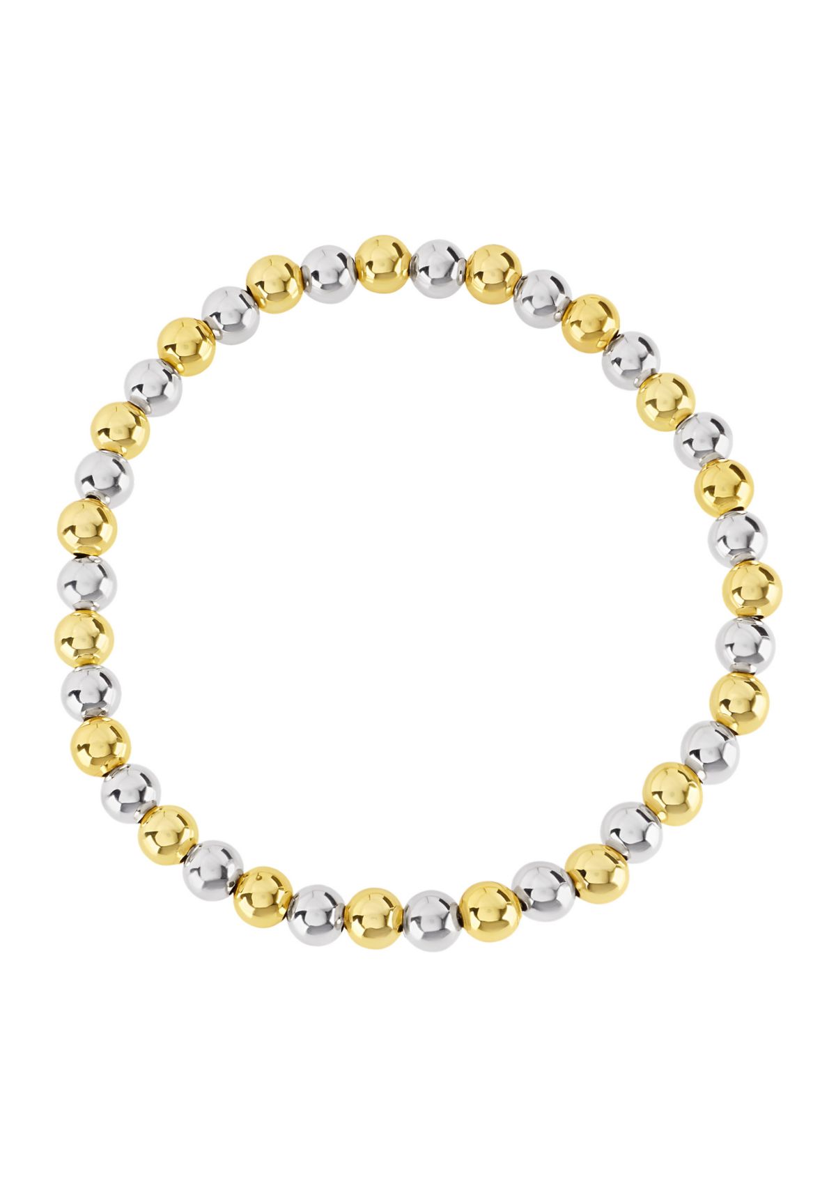 Two Tone Plated Beaded Stretch Bracelet