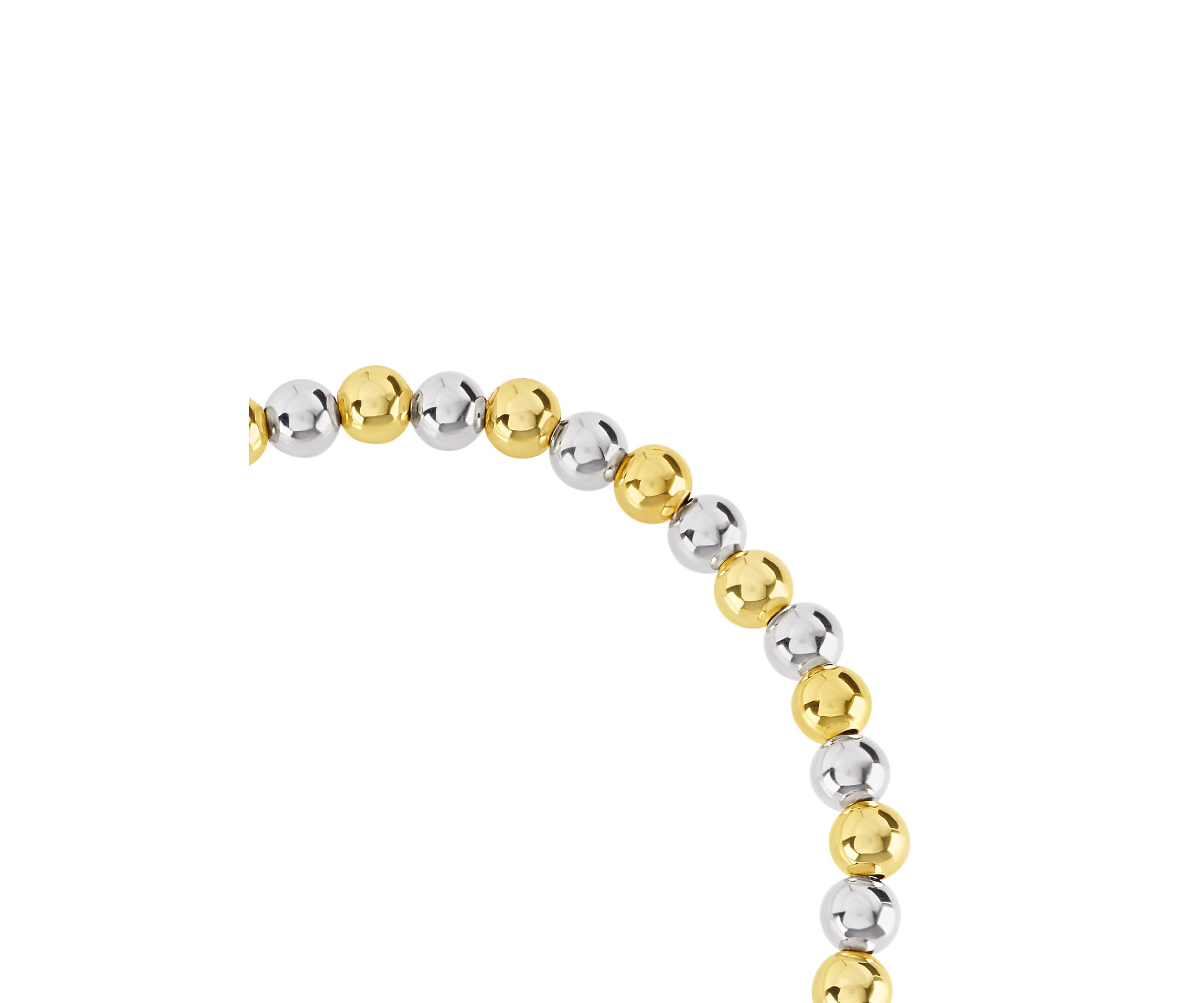 Two Tone Plated Beaded Stretch Bracelet