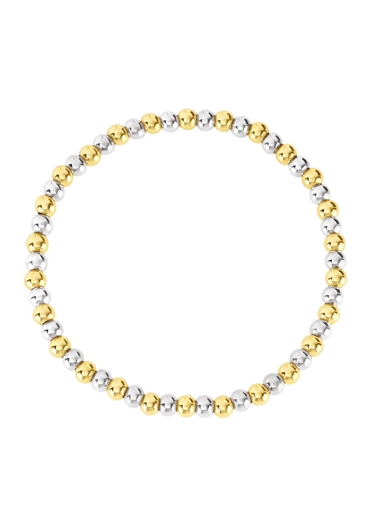 Plated Four Millimeter Beaded Stretch Bracelet