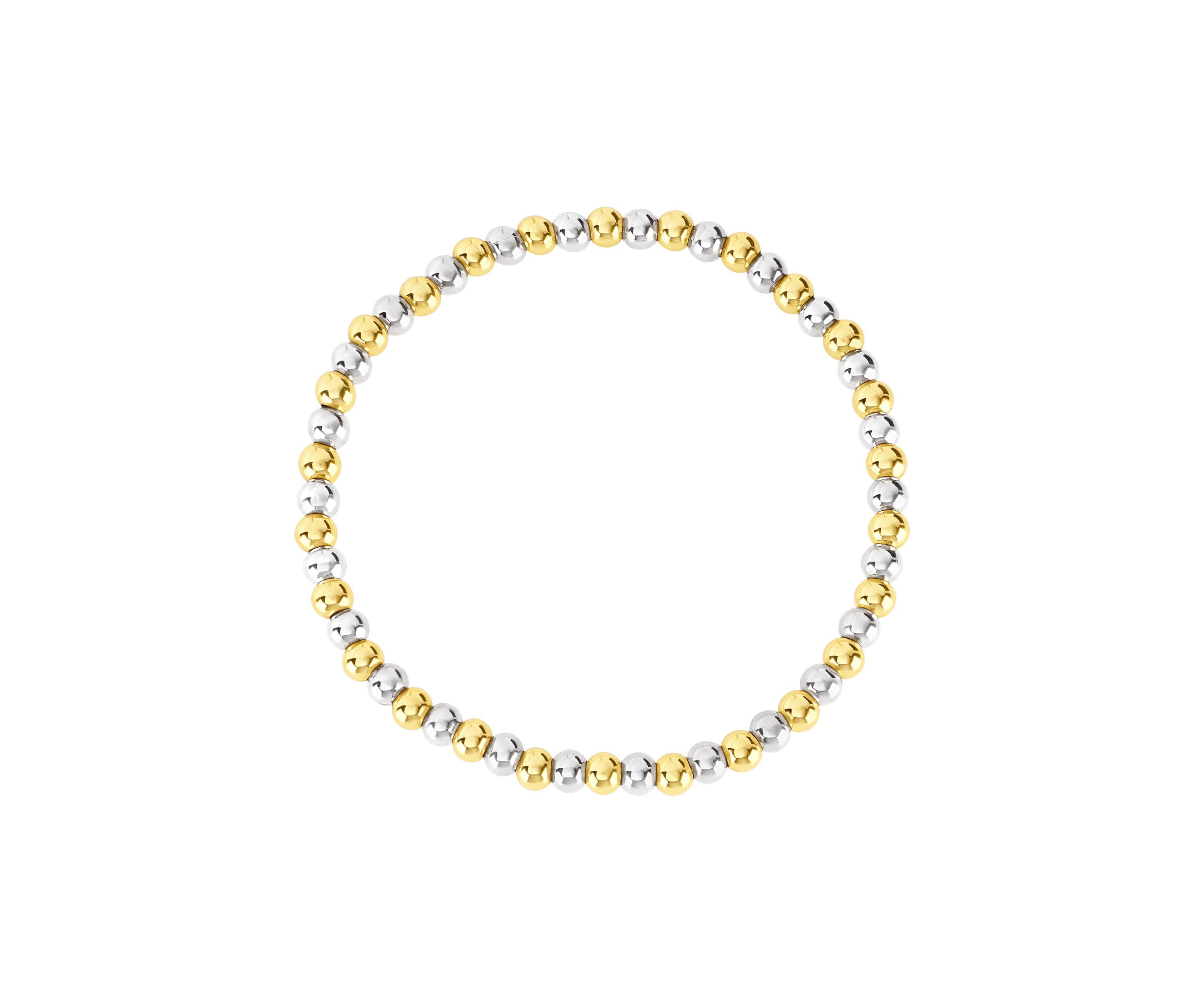 Plated Four Millimeter Beaded Stretch Bracelet