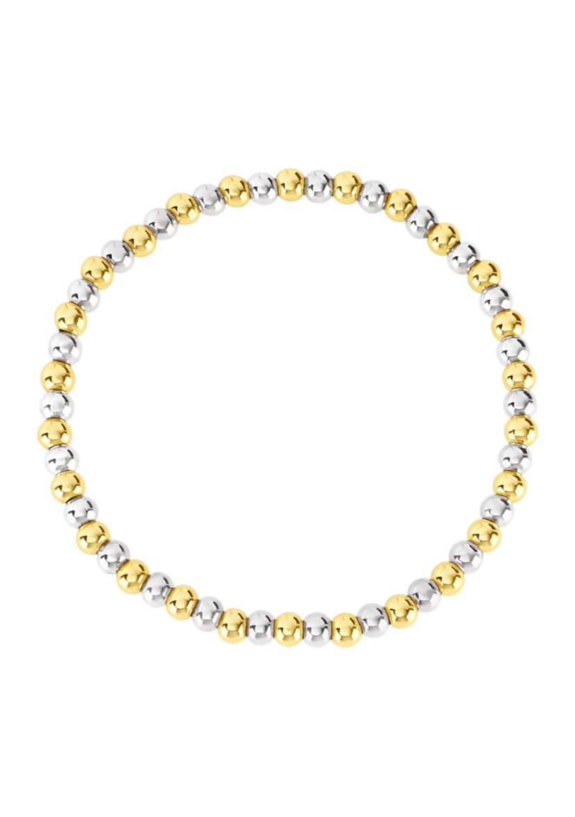 Plated Four Millimeter Beaded Stretch Bracelet