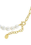 Yellow Gold Fine Silver Plated Freshwater Pearl on Chain Bracelet