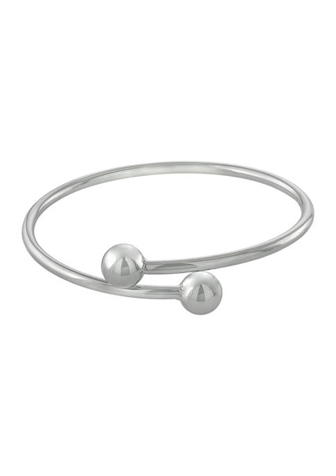 Fine Silver Plated 7.5 Inch  Flexible Bypass Bangle