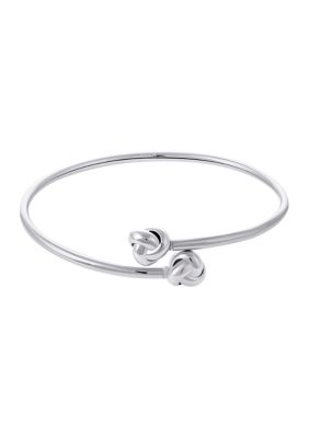 Fine Silver Plated 7.5" Knot Bypass Bangle Bracelet