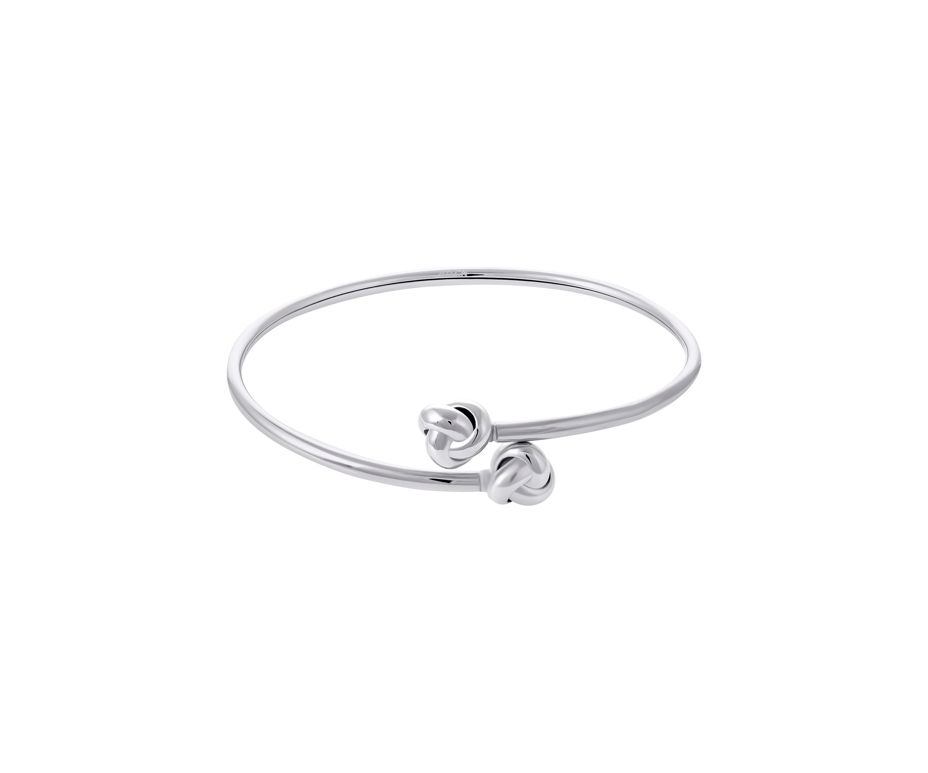 Silver Plated 7.5" Knot Bypass Bangle Bracelet