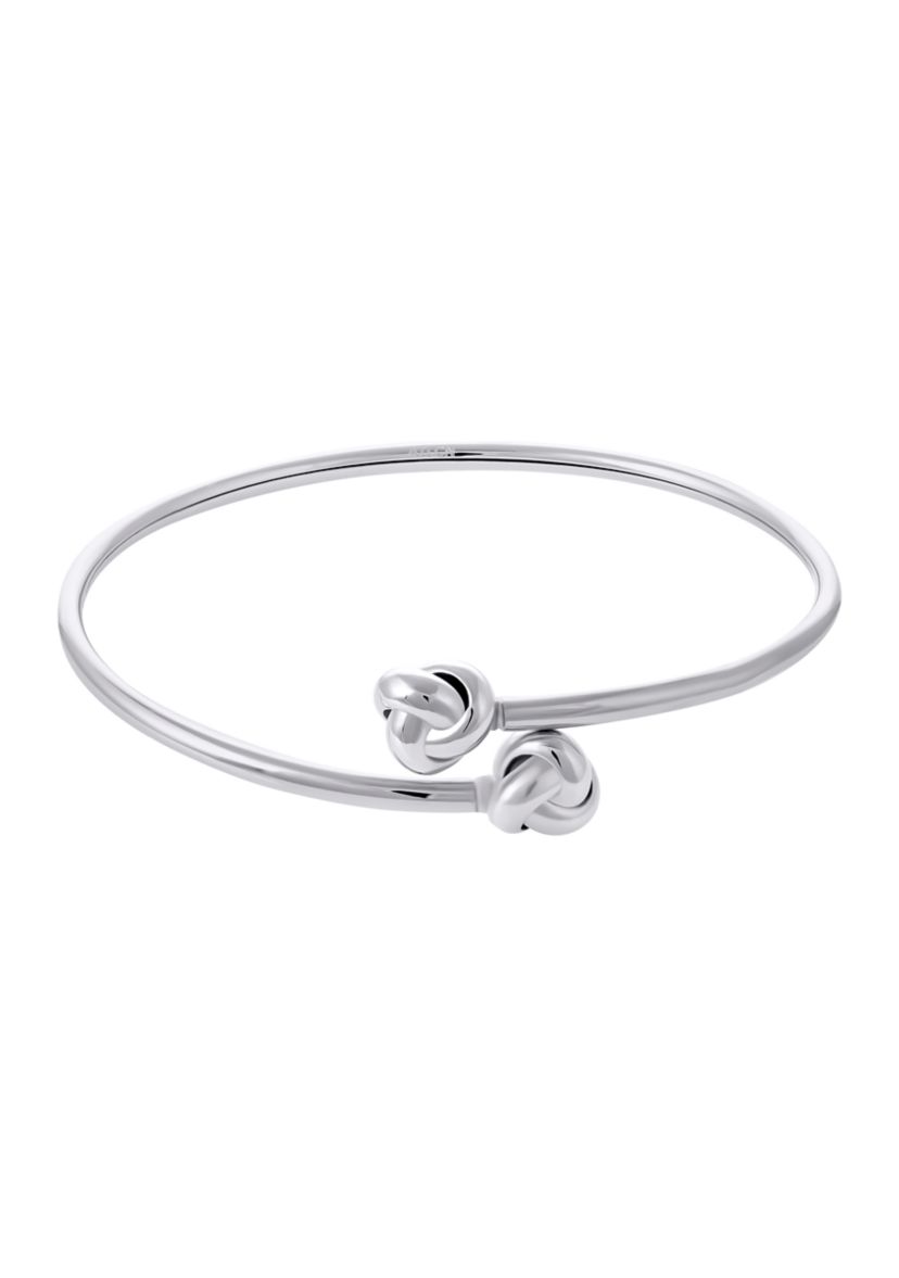 Silver Plated 7.5" Knot Bypass Bangle Bracelet