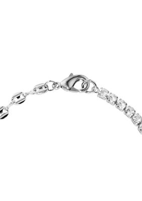 Silver Plated Half Mariner Chain and Cubic Zirconia Tennis Bracelet