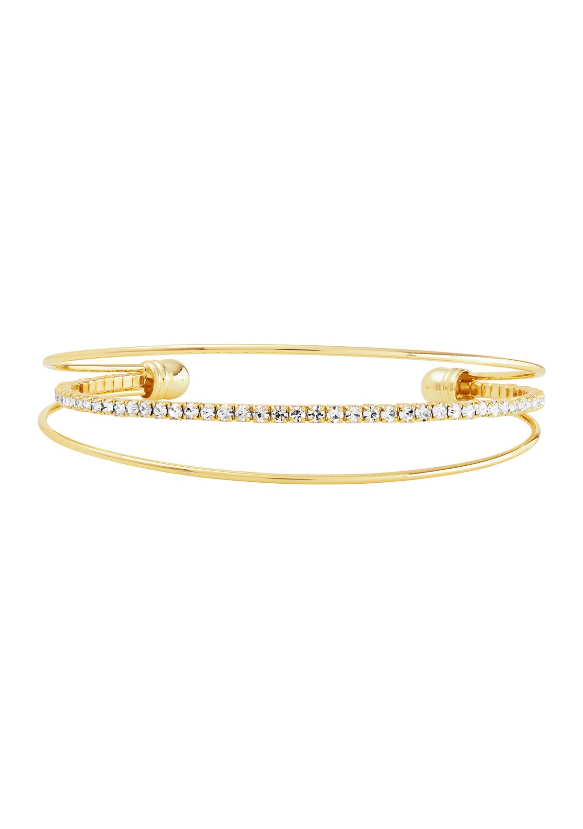 Gold Plated Crystal Open Cuff Bracelet
