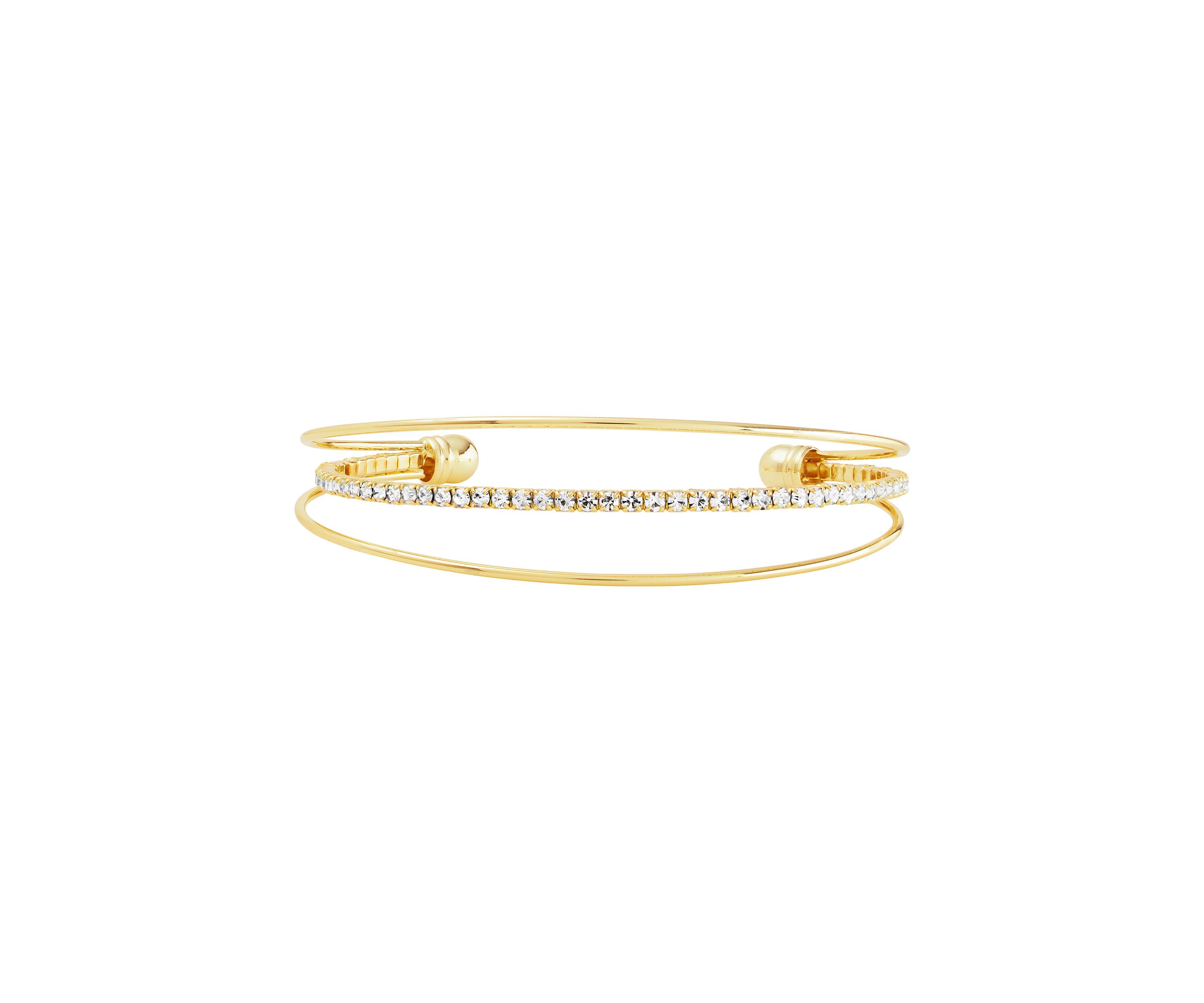 Gold Plated Crystal Open Cuff Bracelet